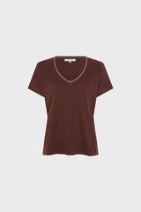 MIRANA TAUPE LINEN LUREX V SHIRT