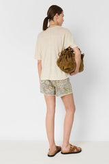 MIORA NATURAL TUNISIAN LINEN COLLAR T SHIRT