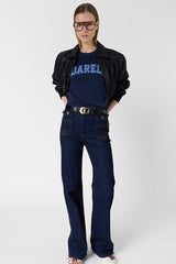 MELLY NAVY COTTON INSCRIPTION T SHIRT