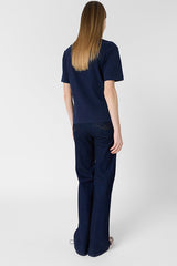 MELLY NAVY COTTON INSCRIPTION T SHIRT