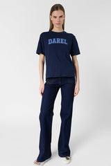 MELLY NAVY COTTON INSCRIPTION T SHIRT