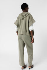 MILENE KHAKI GREEN OVERSIZED SHORT SLEEVED HOODIE