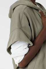 MILENE KHAKI GREEN OVERSIZED SHORT SLEEVED HOODIE