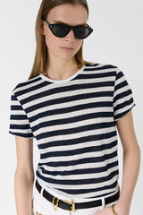 MELLINA STRIPED LINEN LUREX T SHIRT