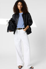 LOUMIA BLUESKY LINEN BLEND CREW NECK SWEATER