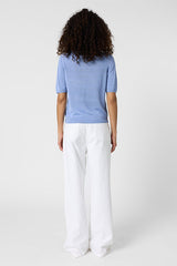 LOUMIA BLUESKY LINEN BLEND CREW NECK SWEATER
