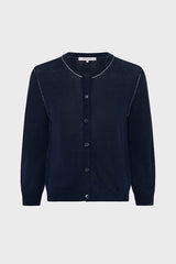 LORYS NAVY LINEN BLEND CARDIGAN