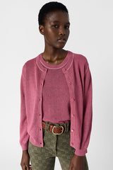 LORYS ROSEWOOD LINEN BLEND CARDIGAN