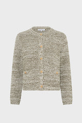LEORA KHAKI GREEN HEATHER GOLD BUTTONS CARDIGAN