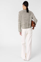 LEORA KHAKI GREEN HEATHER GOLD BUTTONS CARDIGAN