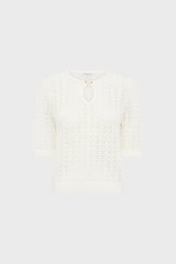 LAZARE SHORT SLEEVED CROCHET SWEATER