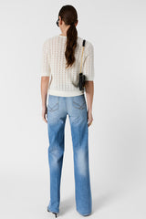 LAZARE SHORT SLEEVED CROCHET SWEATER