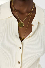 LOUIZA RIBBED POLO COLLAR VEST