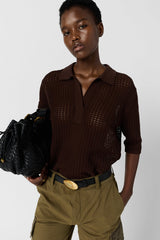 LIANNE OPENWORK POLO SHIRT