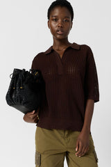 LIANNE OPENWORK POLO SHIRT