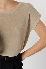 LIXIA NATURAL IRIDESCENT KNIT ROUND NECK SWEATER