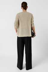 LORINA NATURAL IRIDESCENT KNIT CARDIGAN