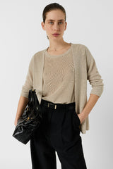 LORINA NATURAL IRIDESCENT KNIT CARDIGAN