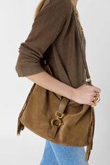 LORINA BROWN IRIDESCENT KNIT CARDIGAN