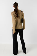 LAILAH GOLD KNIT POLO COLLAR SWEATER