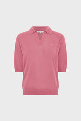 LOULA ROSEWOOD LINEN BLEND POLO SHIRT