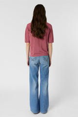 LOULA ROSEWOOD LINEN BLEND POLO SHIRT