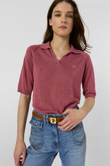 LOULA ROSEWOOD LINEN BLEND POLO SHIRT