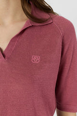 LOULA ROSEWOOD LINEN BLEND POLO SHIRT