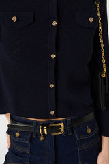 LUBNA OPENWORK CROPPED CARDIGAN