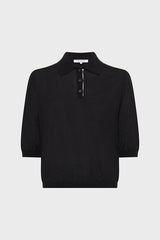 LAIKA BLACK FINE KNIT POLO SHIRT