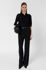 LAIKA BLACK FINE KNIT POLO SHIRT
