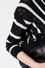 LORETTA CROCHET CONTRASTING STRIPES SWEATER