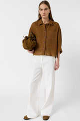 TAMIA OPENWORK COTTON LINEN OVERSHIRT
