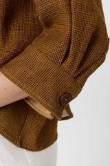TAMIA OPENWORK COTTON LINEN OVERSHIRT