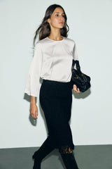 LILO GOLD COLLAR SATIN TOP