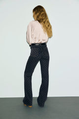 ANNA MONOGRAM FLARED JEANS