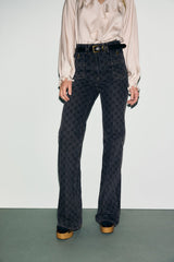 ANNA MONOGRAM FLARED JEANS