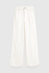 BIANCA WHITE STRAIGHT WIDE RAW DENIM JEANS