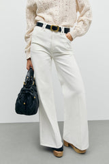 BIANCA WHITE STRAIGHT WIDE RAW DENIM JEANS