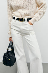 BIANCA WHITE STRAIGHT WIDE RAW DENIM JEANS