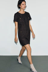 CARY SEQUIN LUREX TWEED DRESS