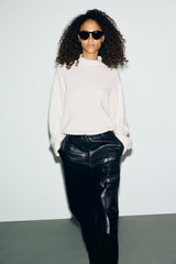 REZA WHITE STAND UP COLLAR CASHMERE SWEATER