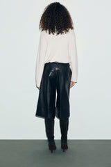 REZA WHITE STAND UP COLLAR CASHMERE SWEATER