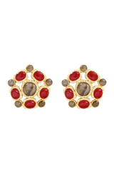 TAMARIS MULTI-STONE GRENAT AND LABRADORITE EARRINGS
