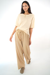 RUBY DARK GOLD LINEN BLEND TROUSERS