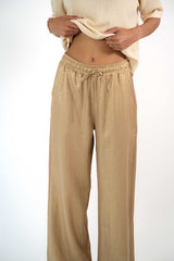 RUBY DARK GOLD LINEN BLEND TROUSERS