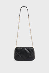 LE FANNY BLACK QUILTED CHAIN STRAP HANDBAG