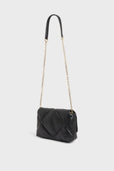 LE FANNY BLACK QUILTED CHAIN STRAP HANDBAG