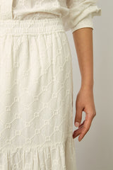 BROOKE EMBROIDERED WHITE MAXI SKIRT