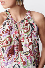 MONICA PURPLE PRINTED TANK TOP